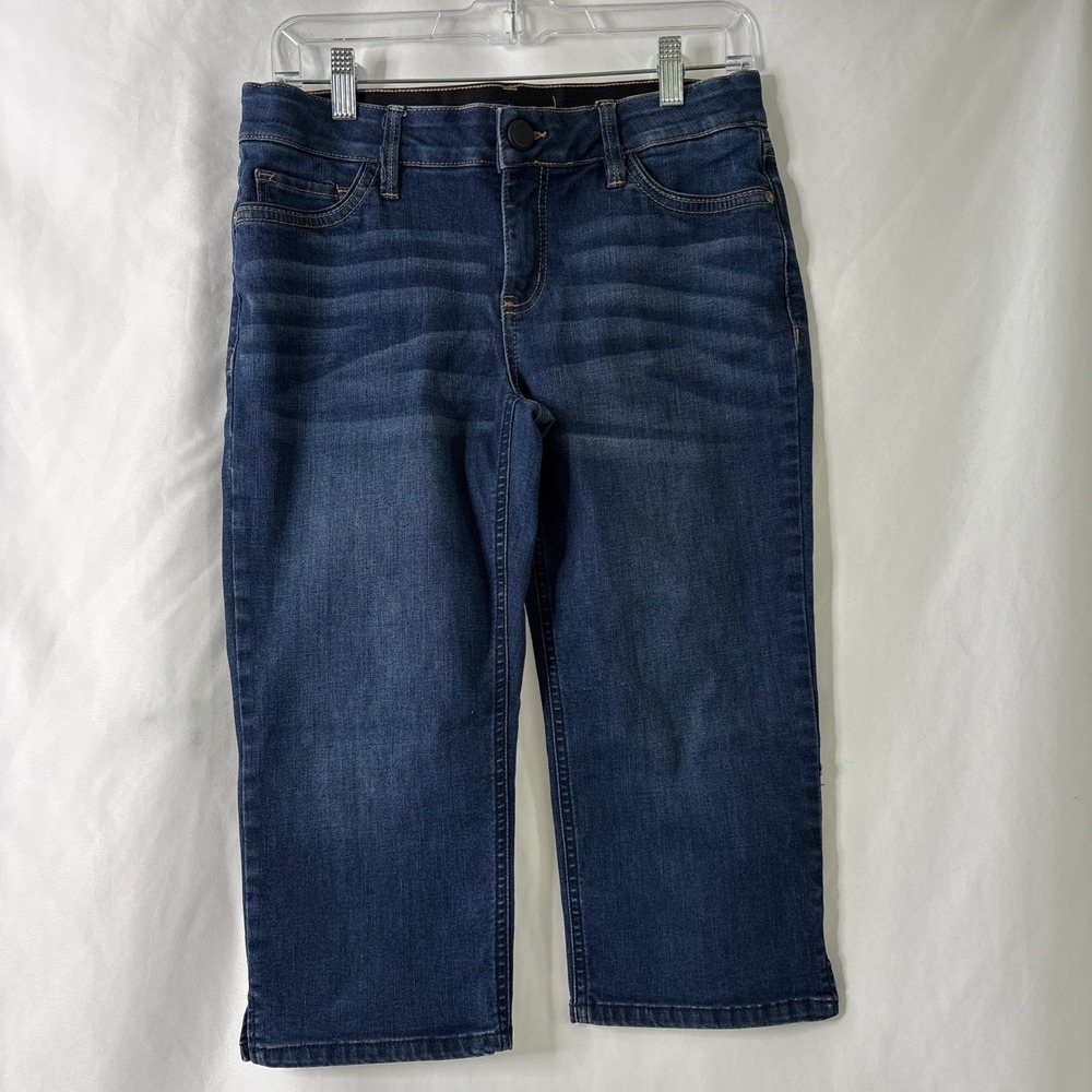 Liz Claiborne‎ Sara Crop Mid Rise 6P Jeans Pants Womens Stretch Waist Denim Blue